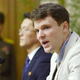 Otto Frederick Warmbier, a University of Virginia student who has been detained in North Korea since early January, attends a news conference in Pyongyang, North Korea, in this photo released by Kyodo February 29, 2016.